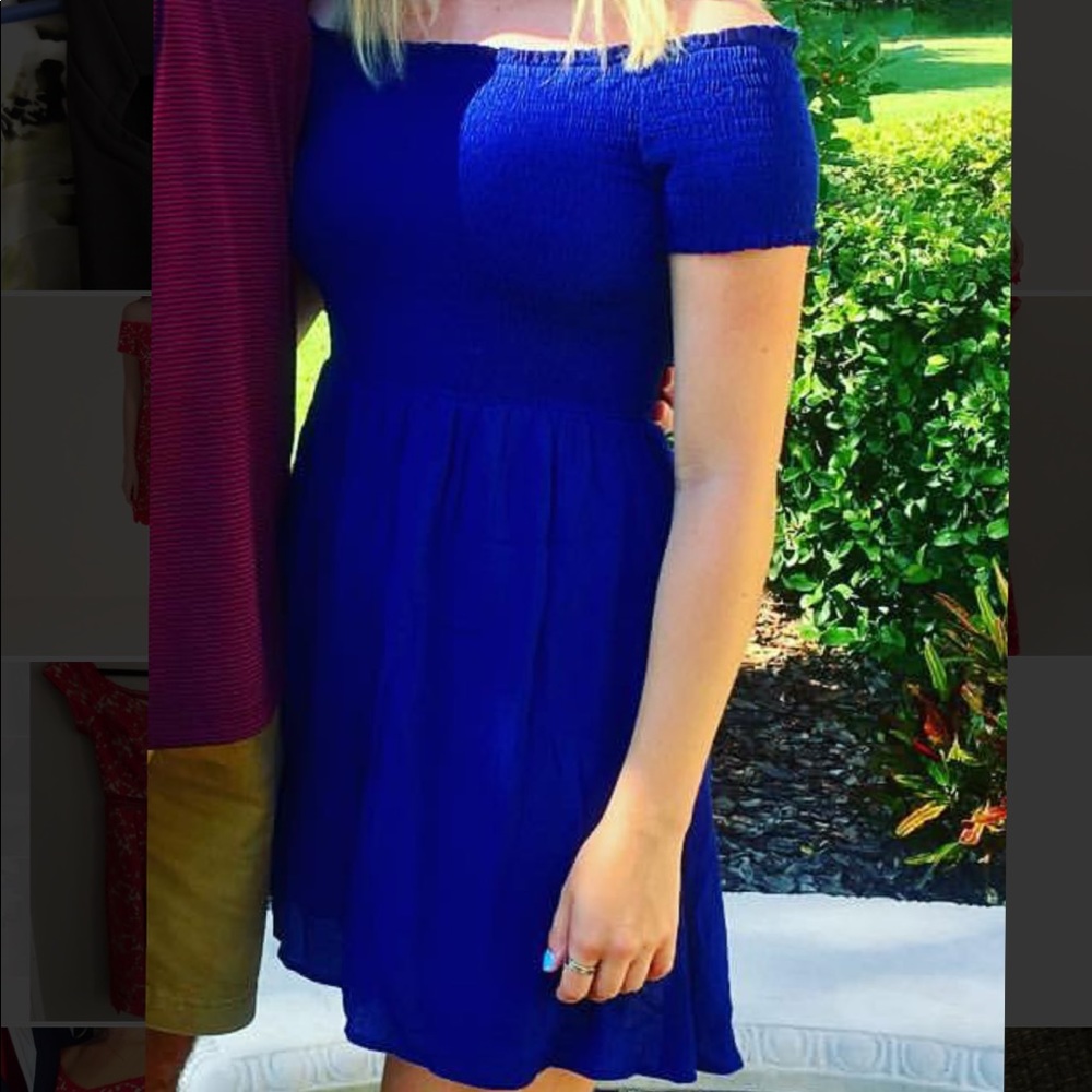 Off the shoulder navy dress